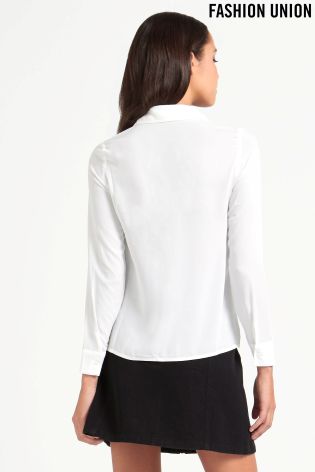 Fashion Union Petite Embroidered Shirt